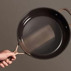 28 cm, Sauteuse avec couvercle en verre, Brun