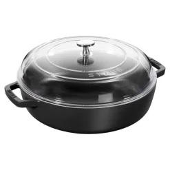 24 cm, Sauteuse avec couvercle en verre, Noir mat