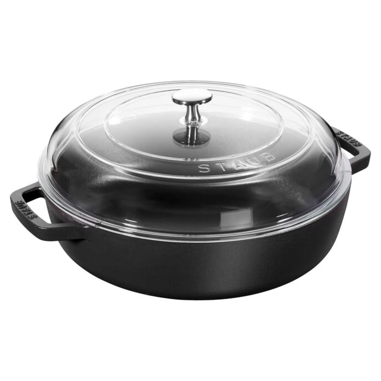 28 cm, Sauteuse avec couvercle en verre, Noir mat
