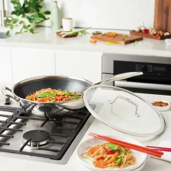 30 cm, Wok avec couvercle, Argent