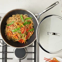 30 cm, Wok avec couvercle, Argent