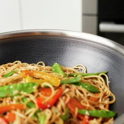 30 cm, Wok avec couvercle, Argent