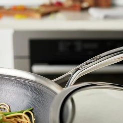 30 cm, Wok avec couvercle, Argent