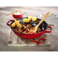 30 cm, Wok avec couvercle en verre, Cerise