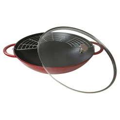 37 cm, Wok avec couvercle en verre, Cerise