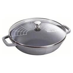 30 cm, Wok avec couvercle en verre, Gris graphite