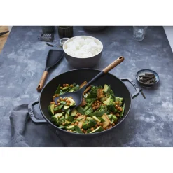 30 cm, Wok avec couvercle en verre, Gris graphite