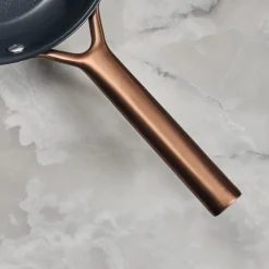 30 cm, Wok avec couvercle en verre, Bleu