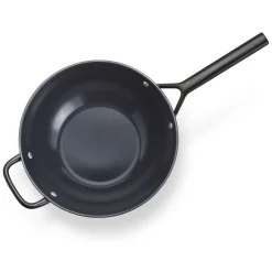 30 cm, Wok avec couvercle en verre, Noir mat