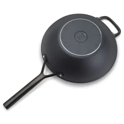 30 cm, Wok avec couvercle en verre, Noir mat