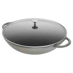 37 cm, Wok avec couvercle en verre, Gris graphite