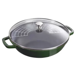 30 cm, Wok avec couvercle en verre, Basilic