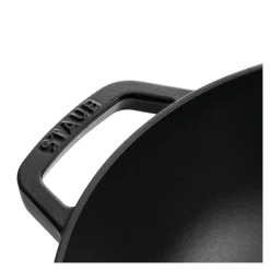30 cm, Wok avec couvercle en verre, Noir mat