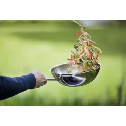 26 cm, Wok fond plat, Argent
