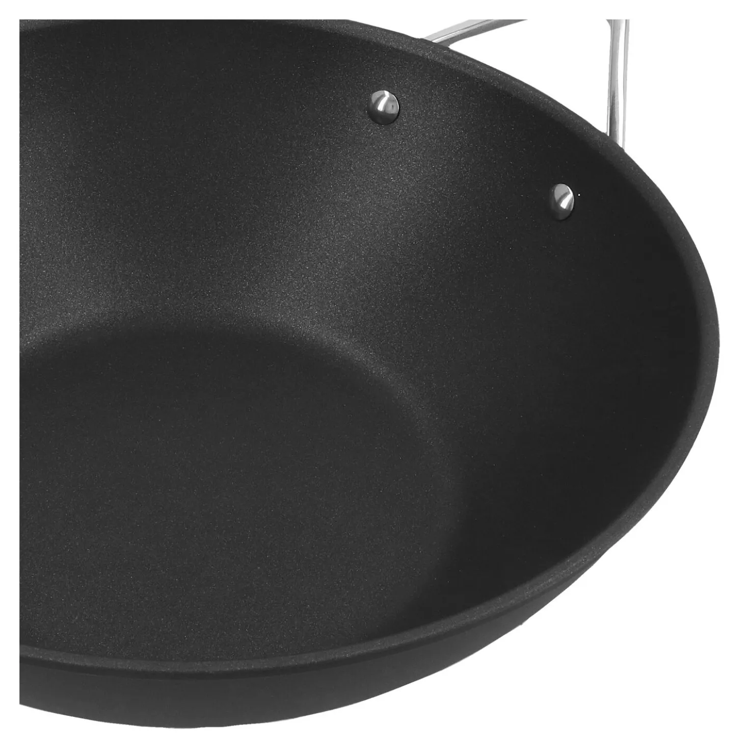 30 cm, Wok fond plat, Noir argenté