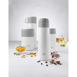 450 ml, Mug isotherme, Blanc-Gris