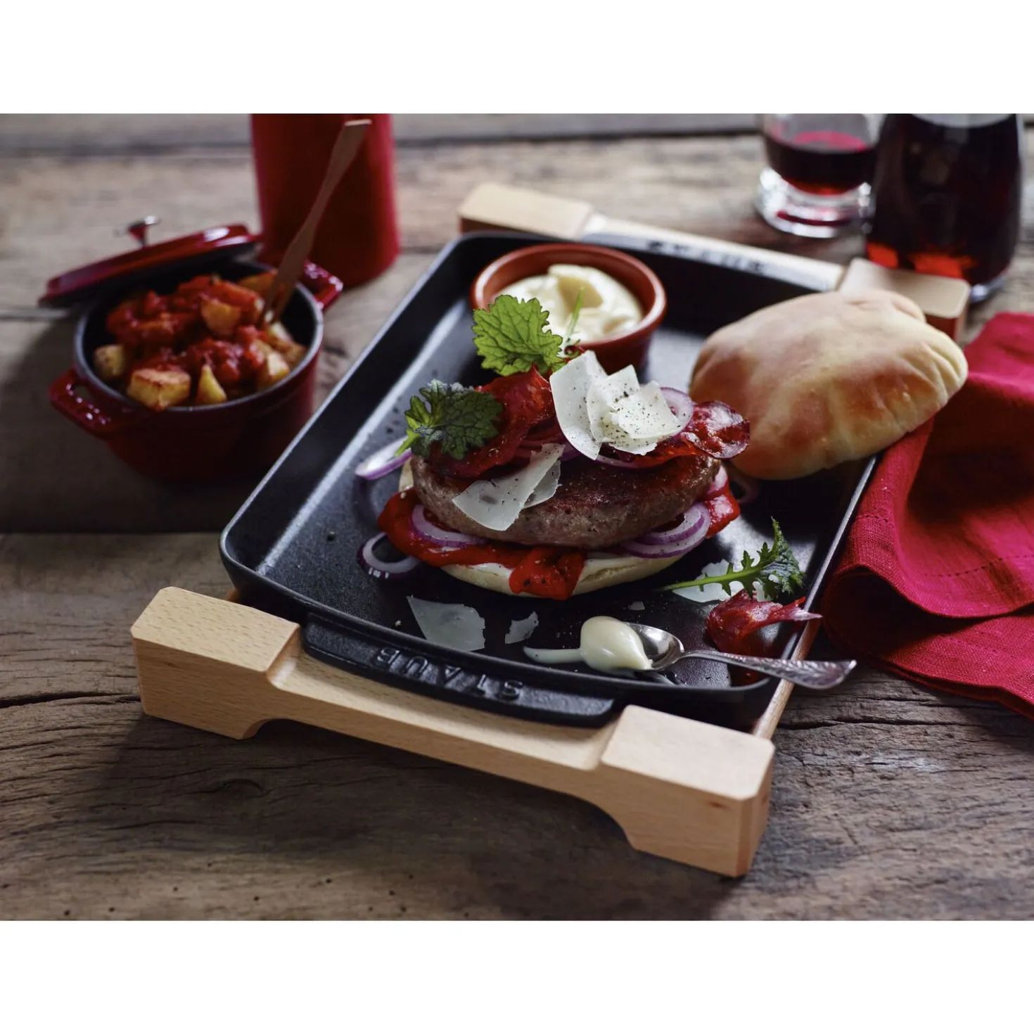 Assiette de service 33 cm x 22 cm, Fonte, Noir mat
