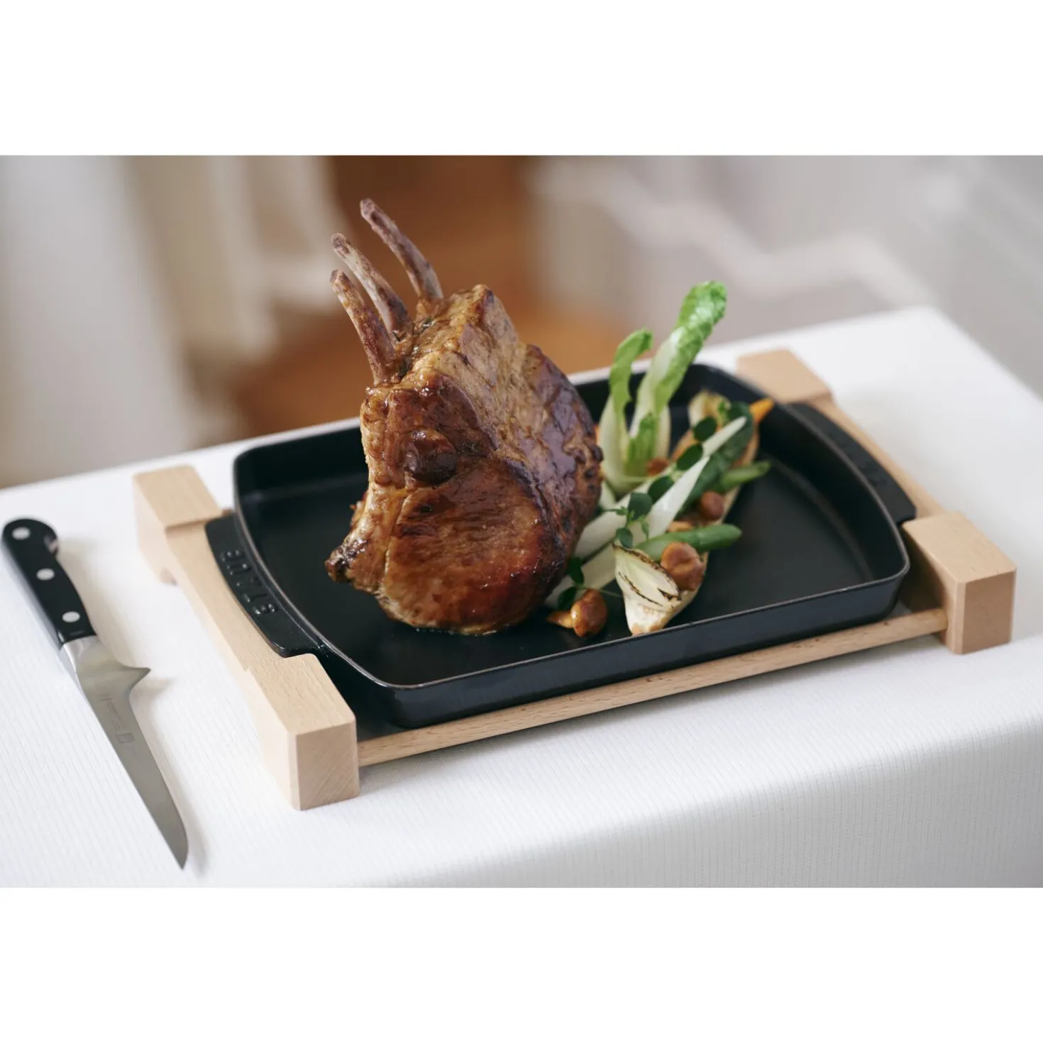 Assiette de service 33 cm x 22 cm, Fonte, Noir mat
