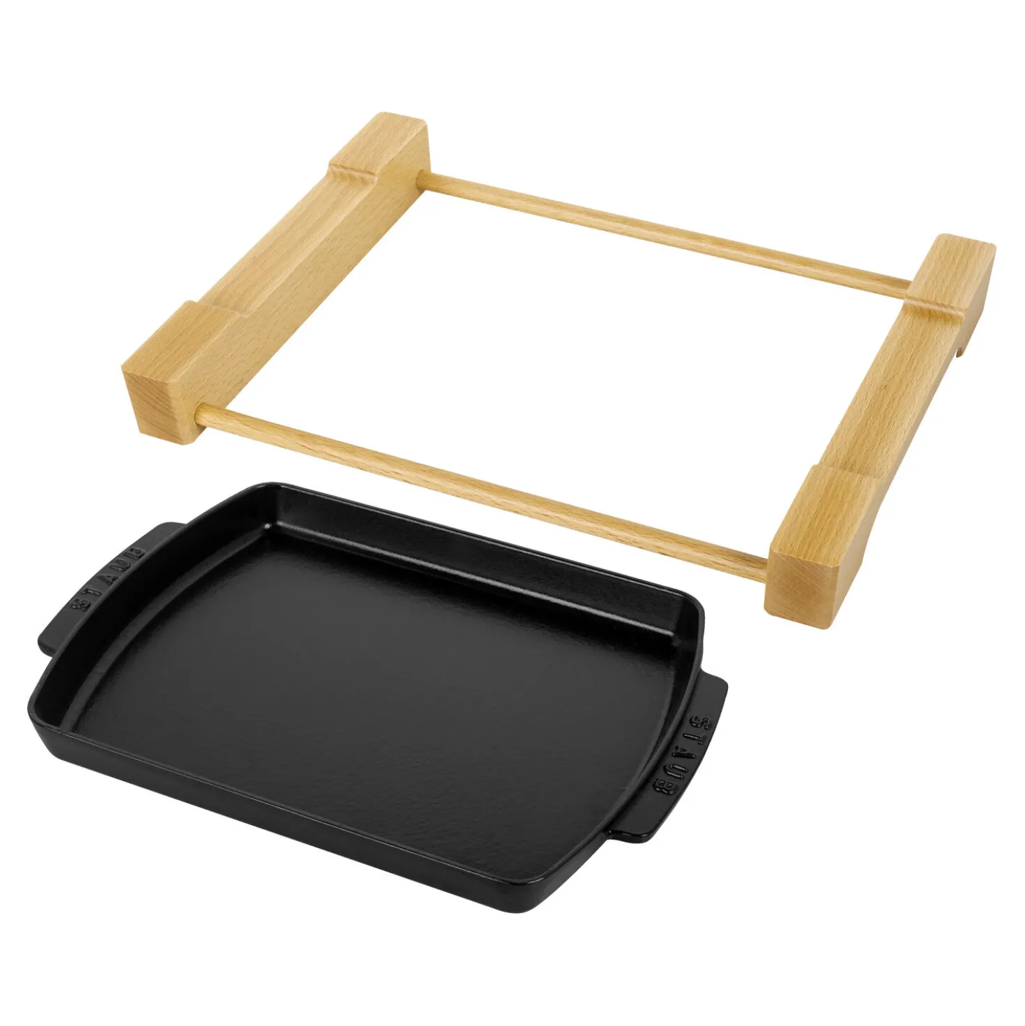Assiette de service 33 cm x 22 cm, Fonte, Noir mat