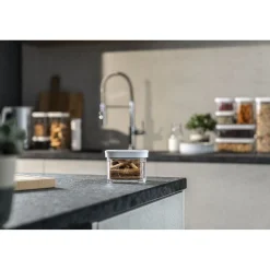 Bo&icirc;te CUBE S / 11 cm, transparent-blanc