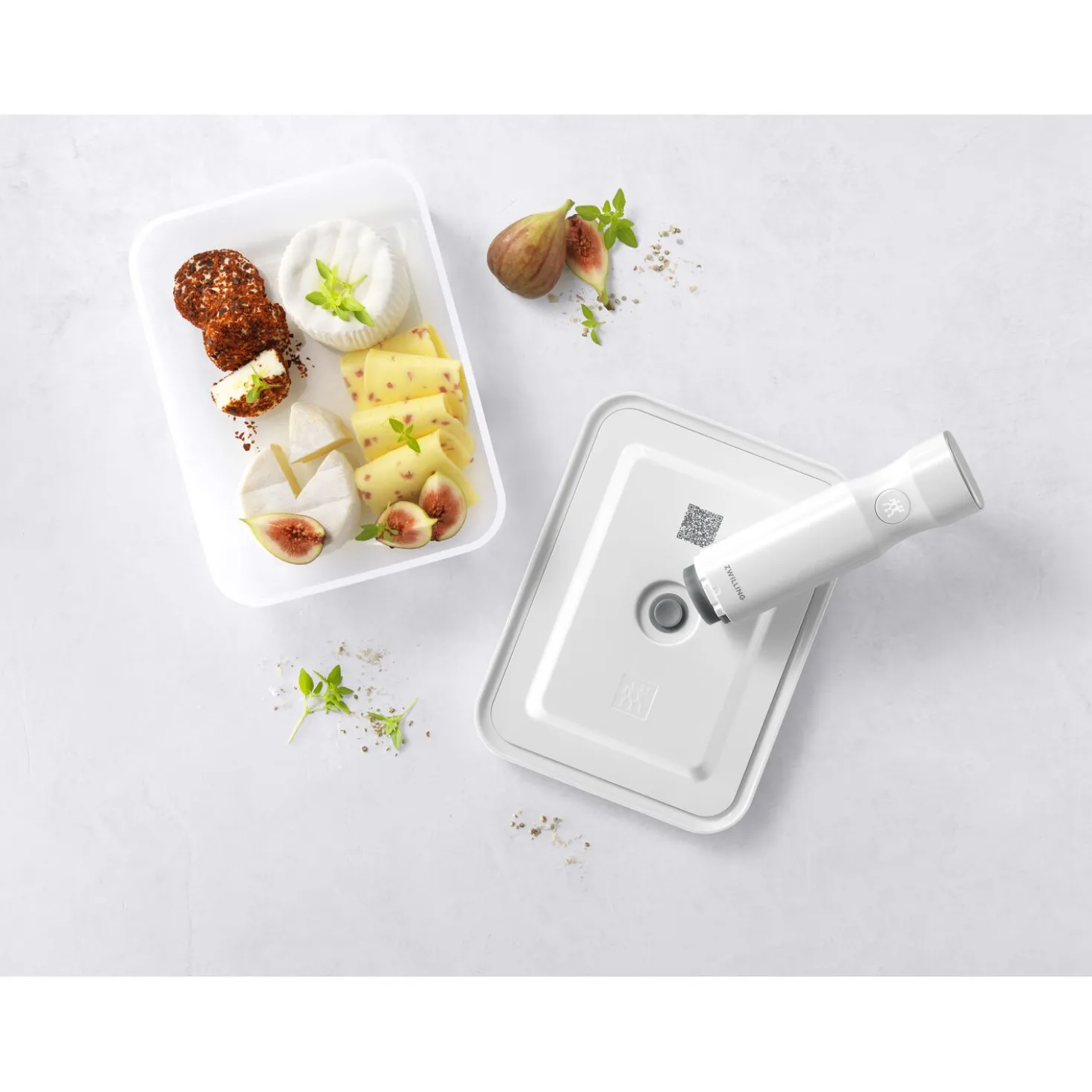 Boîte pour réfrigérateur sous vide, Plastique, semi transparent-Gris