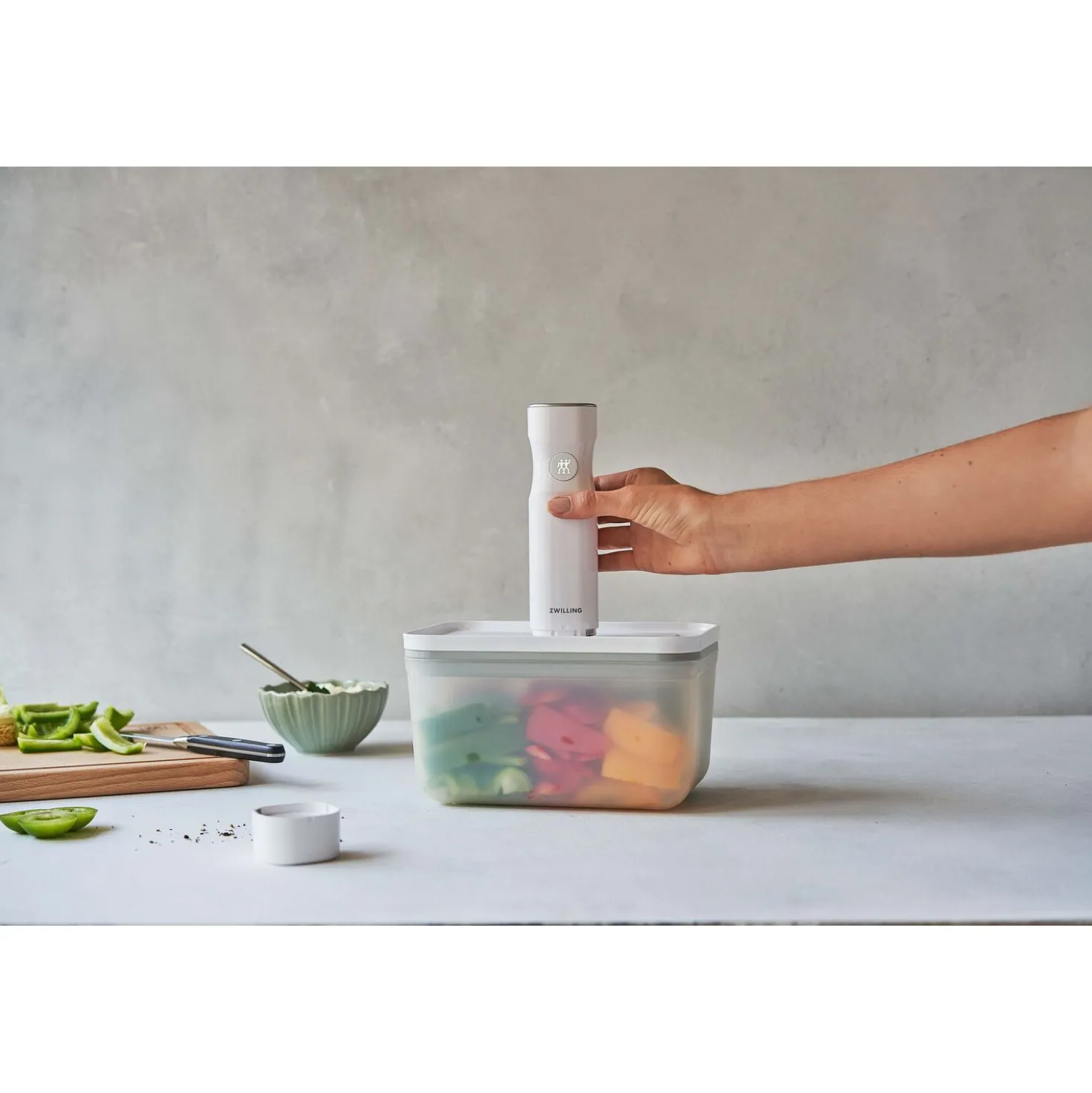 Boîte sous vide L, Plastique, semi transparent-Gris