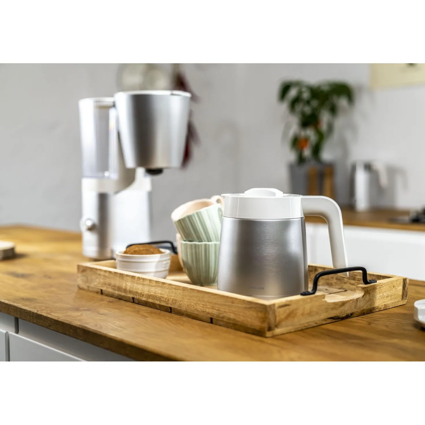 Cafetière avec filtre thermos, 1,25 l, Blanc argenté