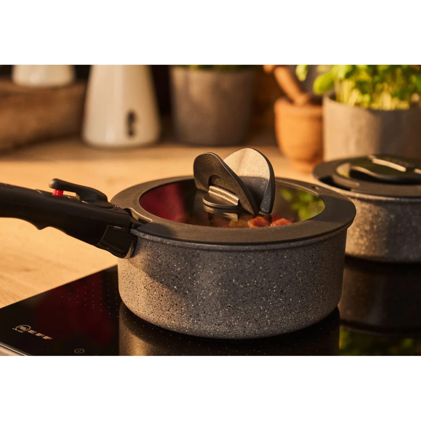 Casserole, 20 cm, Aluminium, Revêtement antiadhésif en céramique