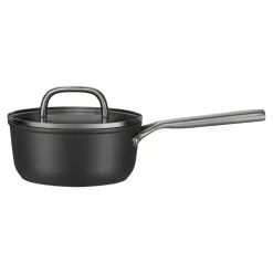 Casserole avec couvercle en verre 18 cm, Aluminium, Noir mat