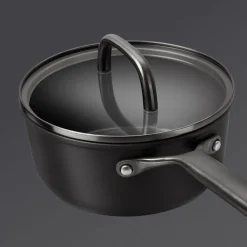 Casserole avec couvercle en verre 18 cm, Aluminium, Noir mat