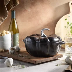 Cocotte 24 cm, Citrouille, Noir mat, Fonte