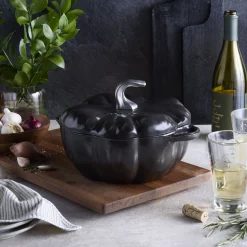 Cocotte 24 cm, Citrouille, Noir mat, Fonte