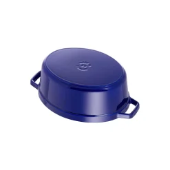 Cocotte 29 cm, Ovale, Bleu intense, Fonte