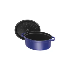 Cocotte 29 cm, Ovale, Bleu intense, Fonte