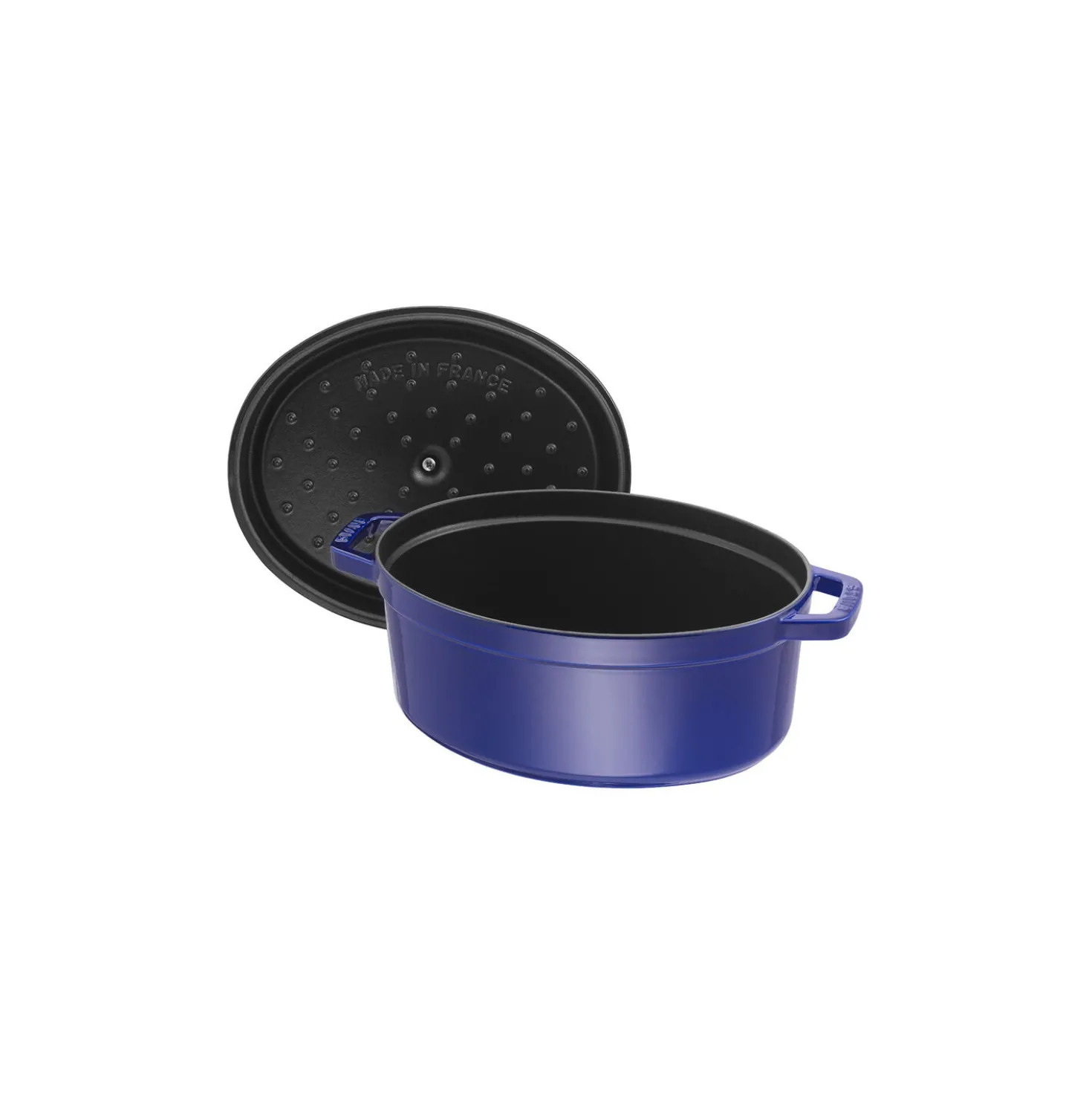 Cocotte 29 cm, Ovale, Bleu intense, Fonte