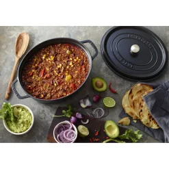 Cocotte 31 cm, Ovale, Noir mat, Fonte