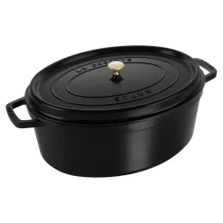 Cocotte 41 cm, Ovale, Noir mat, Fonte