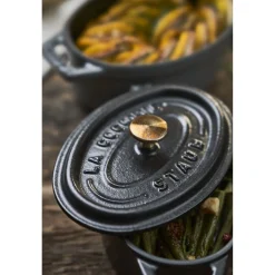 Cocotte 15 cm, Ovale, Noir mat, Fonte