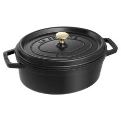 Cocotte 27 cm, Ovale, Noir mat, Fonte