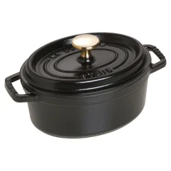 Cocotte 17 cm, Ovale, Noir mat, Fonte