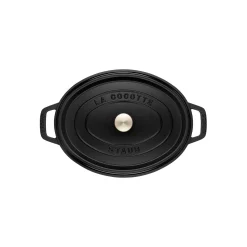 Cocotte 17 cm, Ovale, Noir mat, Fonte