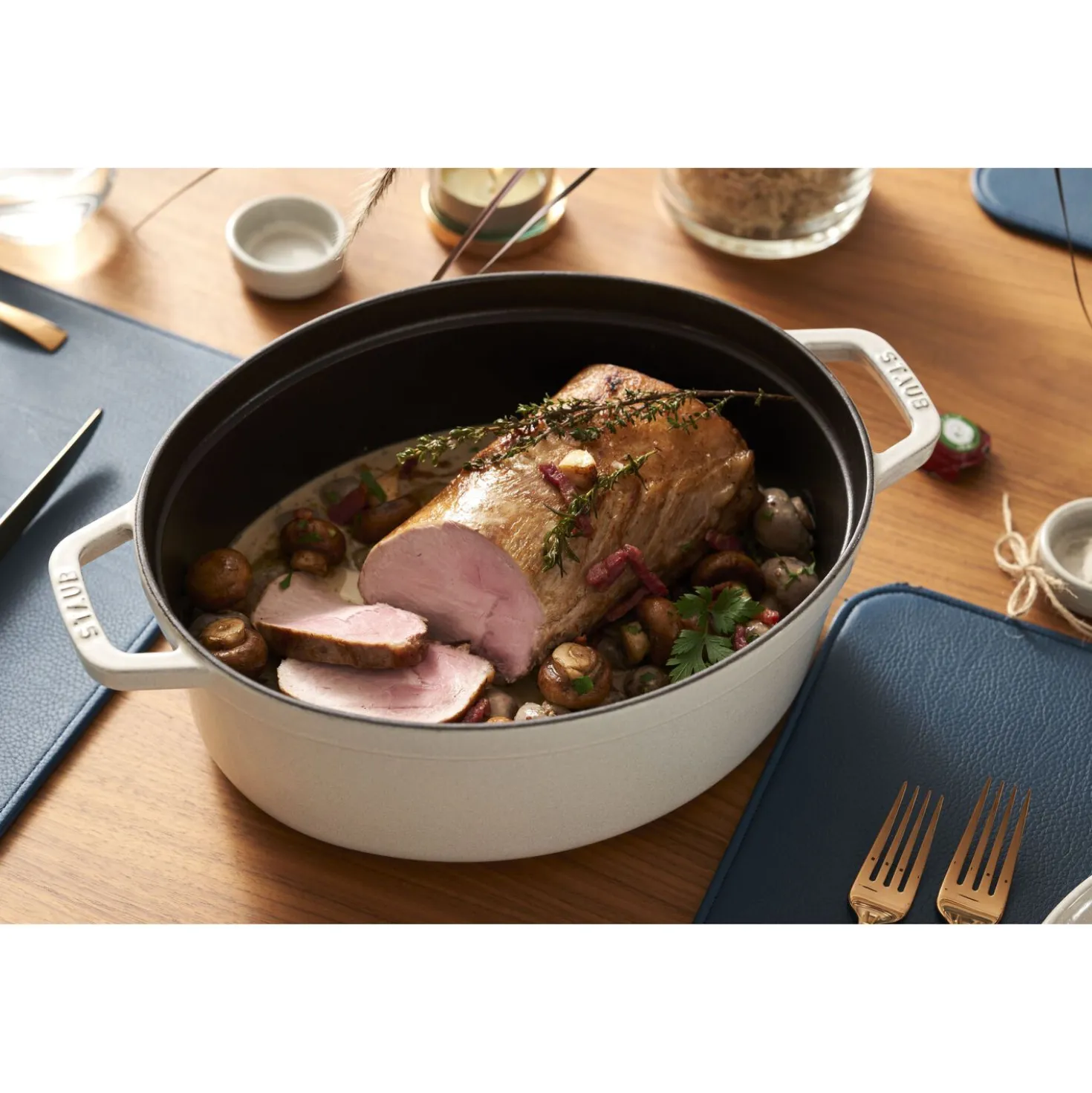 Cocotte 31 cm, Ovale, Truffe blanche, Fonte