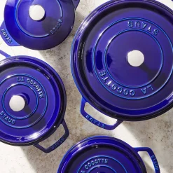 Cocotte 24 cm, Rond(e), Bleu intense, Fonte