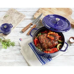 Cocotte 20 cm, Rond(e), Bleu intense, Fonte