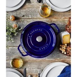 Cocotte 22 cm, Rond(e), Bleu intense, Fonte