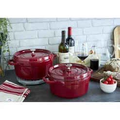 Cocotte 26 cm, Rond(e), Bordeaux, Fonte