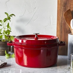 Cocotte 24 cm, Rond(e), Cerise, Fonte