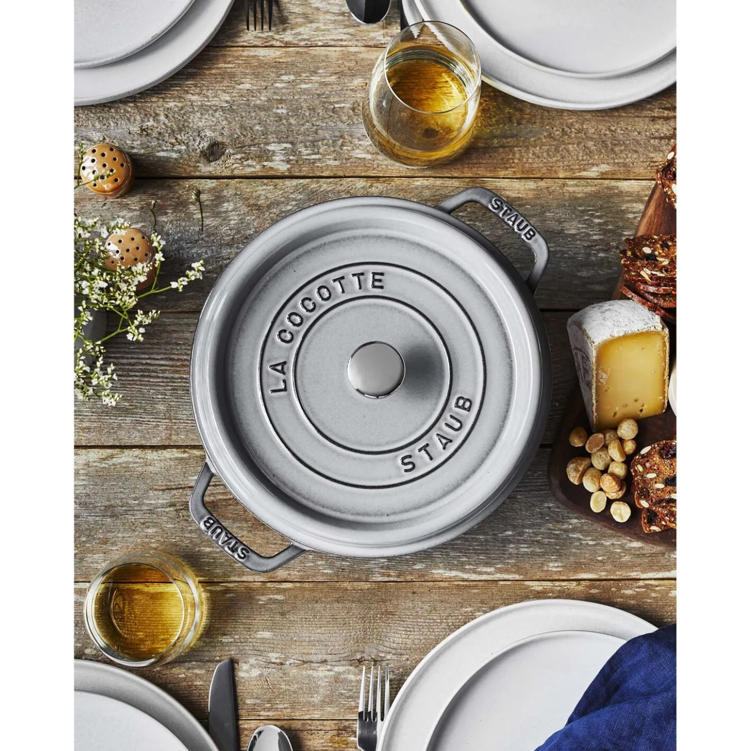 Cocotte 22 cm, Rond(e), Gris graphite, Fonte