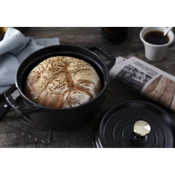 Cocotte 22 cm, Rond(e), Noir mat, Fonte