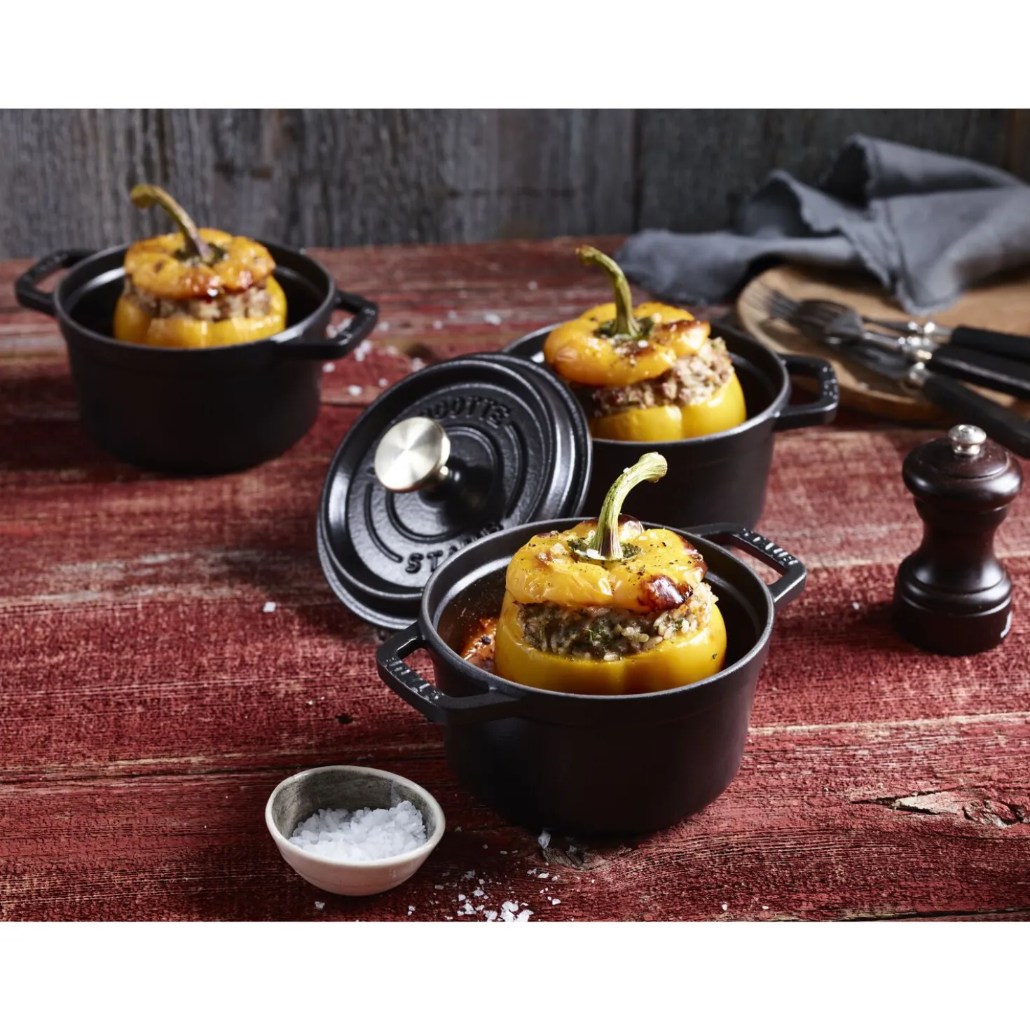 Cocotte 12 cm, Rond(e), Noir mat, Fonte